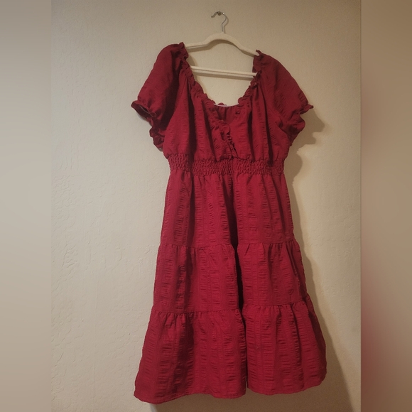 SHEIN Dresses & Skirts - SHEIN Red Peplum Sundress with Flutter Sleeves
